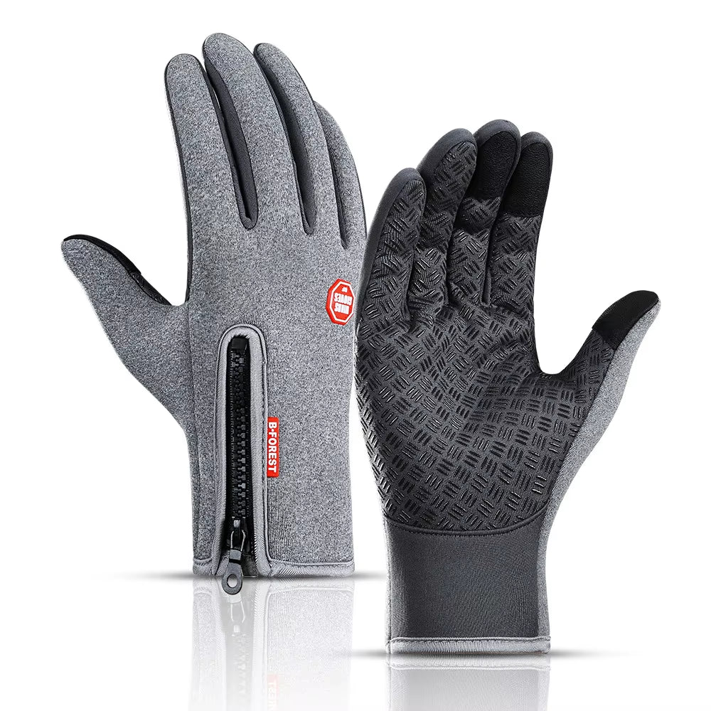 Winter Men'S Gloves Warm Touchscreen Sport Fishing Splash-Proof Skiing Cycling Snowboard Nonslip Zipper Women Gloves