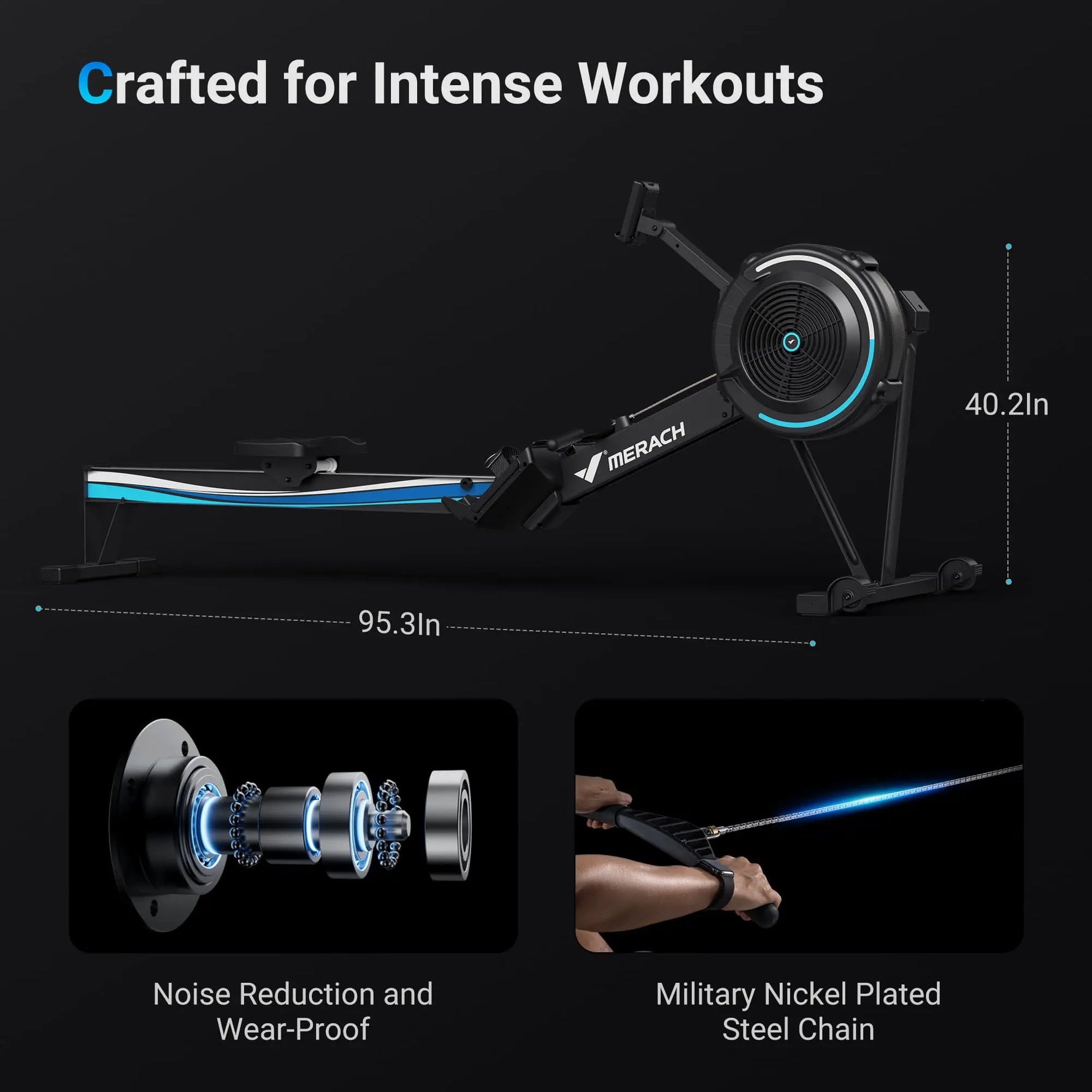 Home Rowing Machine with Adjustable Air Resistance and Ergonomic Comfort Design