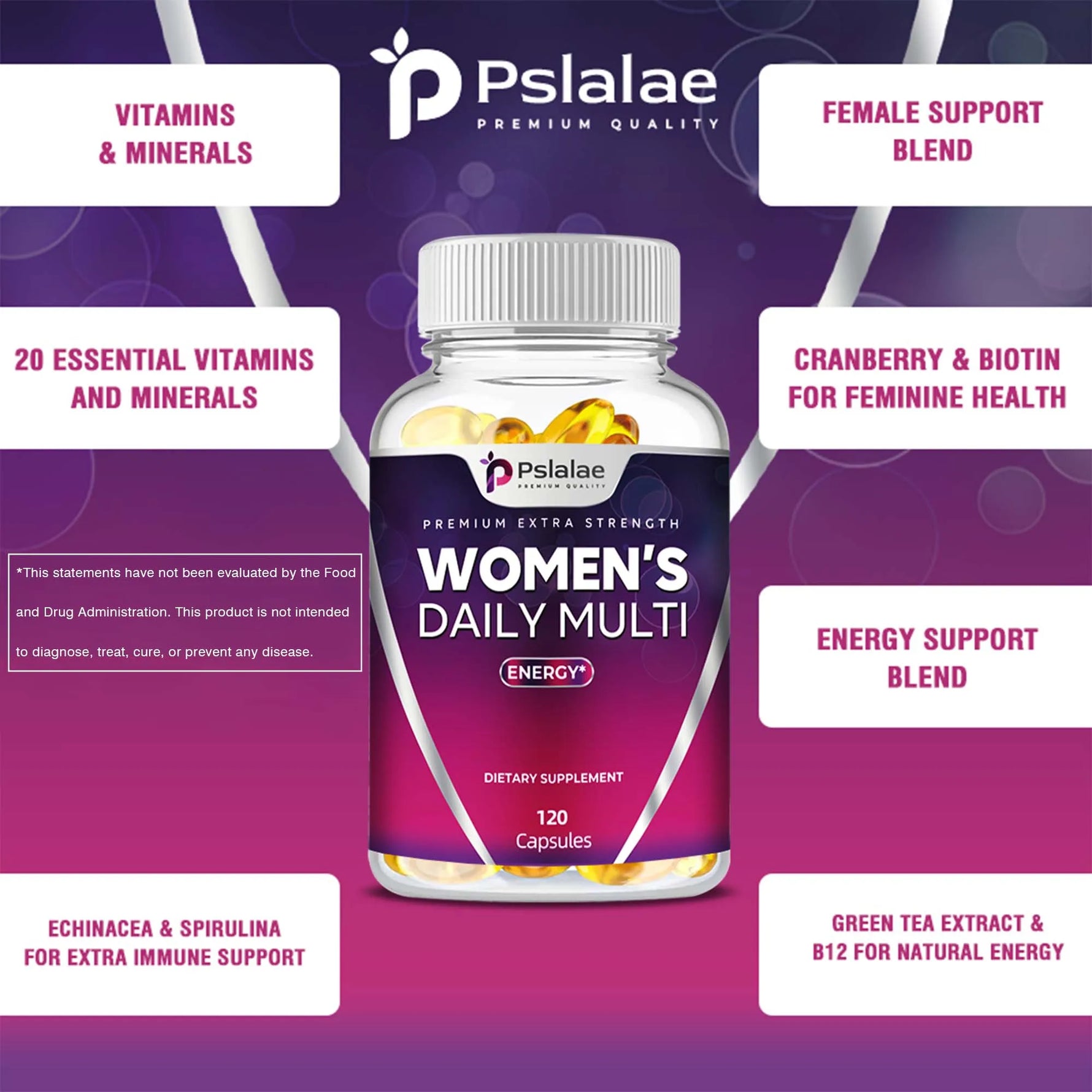 Women’s Daily Multivitamin Capsules for Energy, Immune Support, Hormonal Balance and Overall Wellness