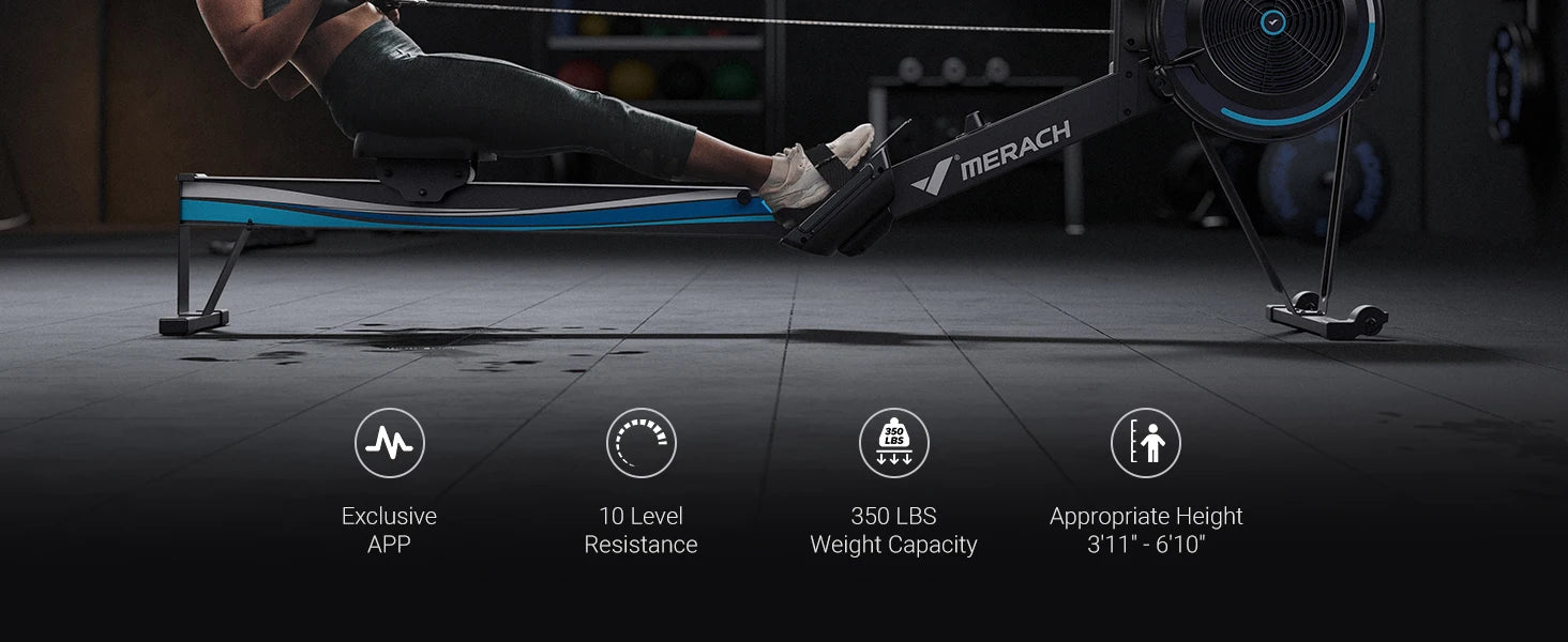 Home Rowing Machine with Adjustable Air Resistance and Ergonomic Comfort Design