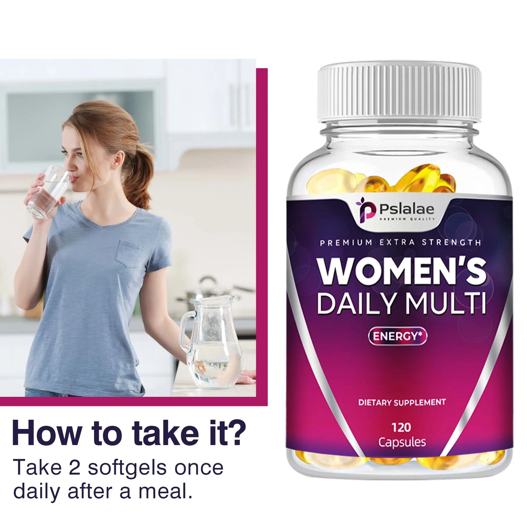 Women’s Daily Multivitamin Capsules for Energy, Immune Support, Hormonal Balance and Overall Wellness