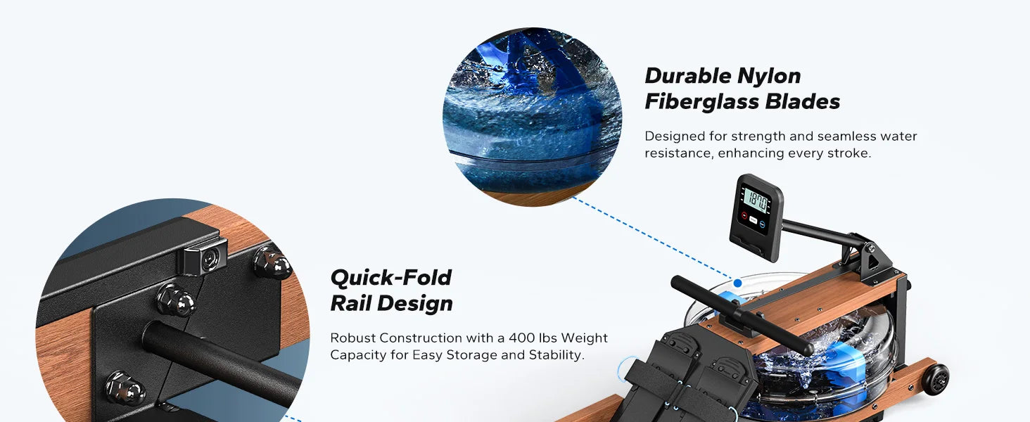 Foldable Row Machine with 400LBS Weight Capacity