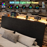 LED Bed Frame with Charging Station