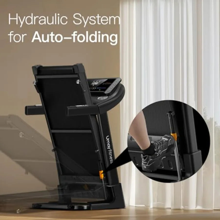 Folding Treadmill with Quiet Brushless Motor and Adjustable Incline