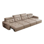 Genuine Leather Electric Convertible Sofa Bed with Adjustable Headrest