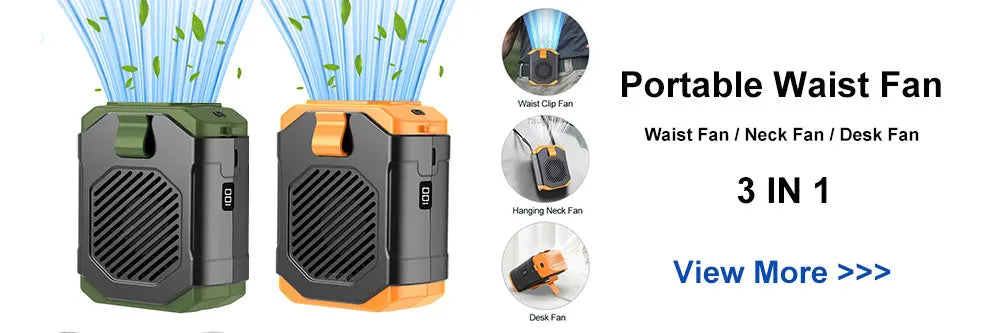 Waist Clip Portable Fan with Powerbank