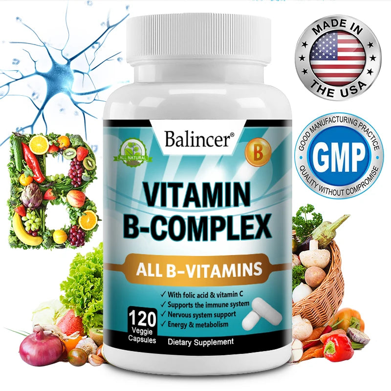 B-Complex with Folic Acid and Vitamin C for Immunity and Mood Support