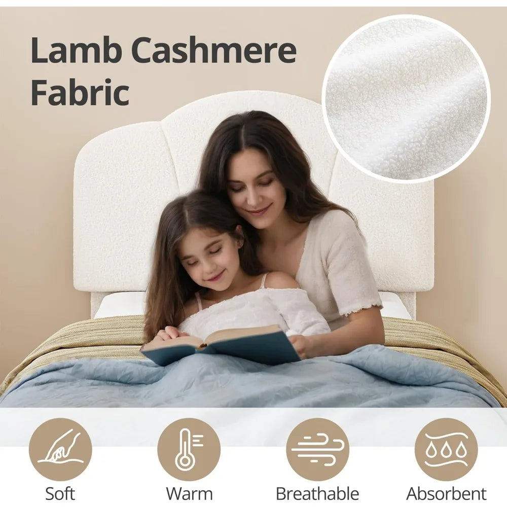 Upholstered Twin Size Bed with Lamb Velvet Headboard