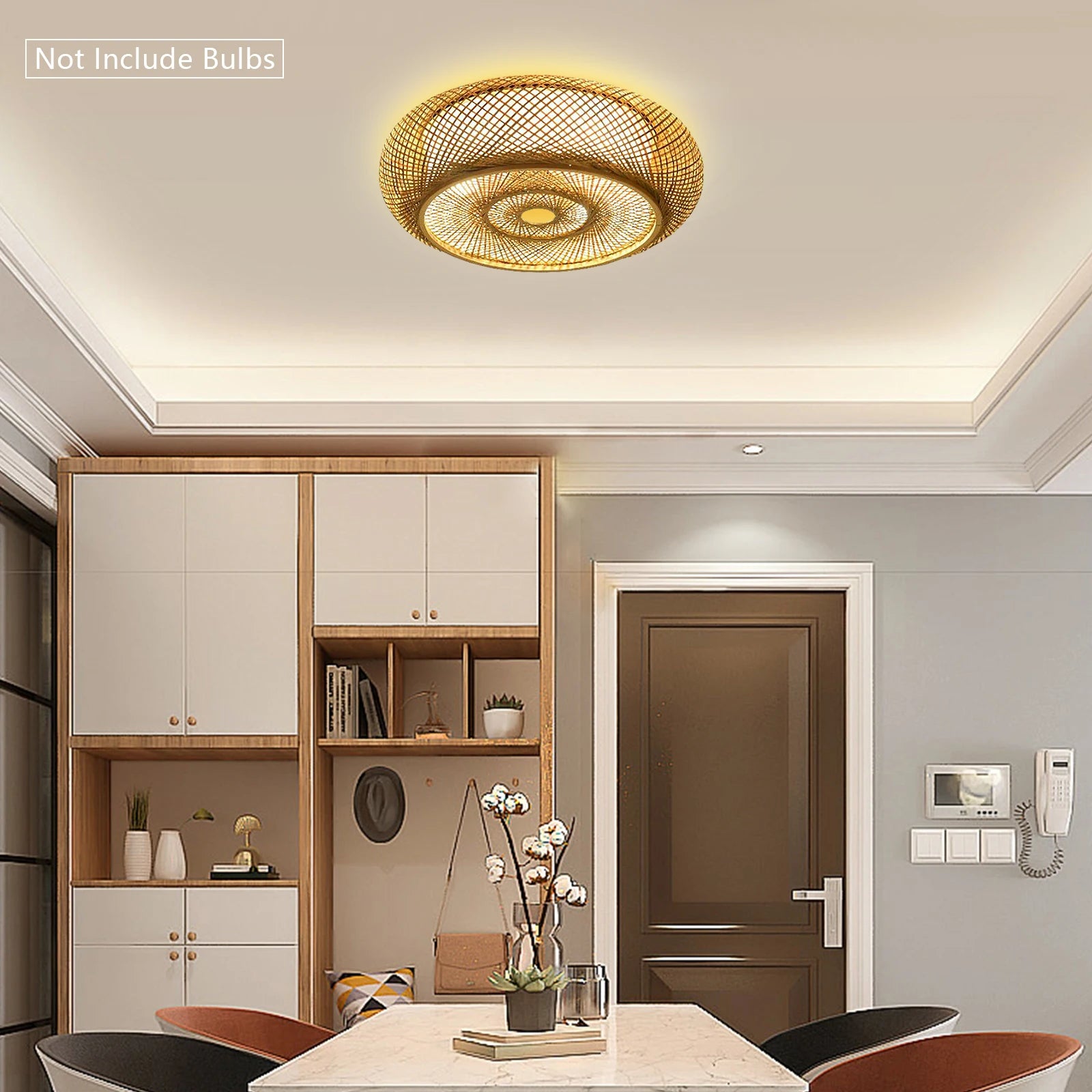 Round Bamboo Woven Ceiling Light
