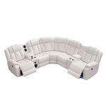 Faux Leather Recliner Sofa with Built-In Bass Speakers & LED Lighting