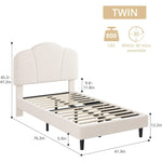 Upholstered Twin Size Bed with Lamb Velvet Headboard
