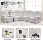 Faux Leather Recliner Sofa with Built-In Bass Speakers & LED Lighting