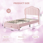 Twin Size Upholstered Bed with Storage Drawers and LED Headboard for Kids