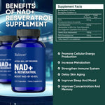 NAD+ and Resveratrol Supplement for Cellular Regeneration, Natural Energy Support, Focus and Memory Health
