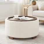 Ottoman Boucle Coffee Table with Lift-Off Lid