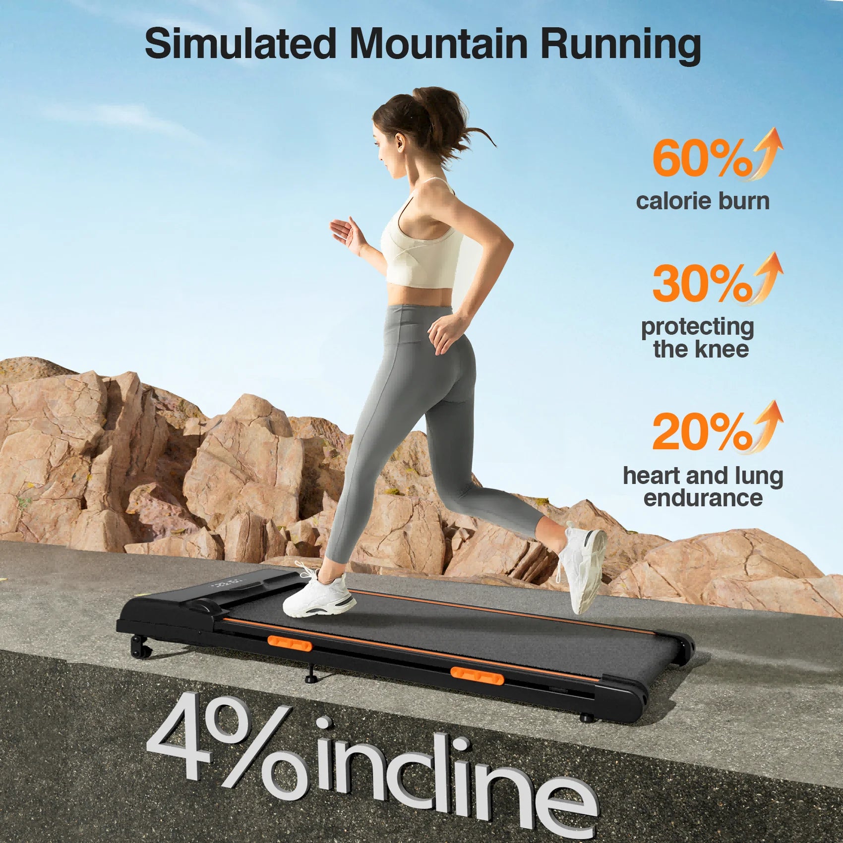 Under Desk Treadmill With Incline & Triple Shock-Absorbing System