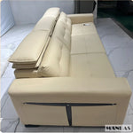 Genuine Leather Electric Convertible Sofa Bed with Adjustable Headrest