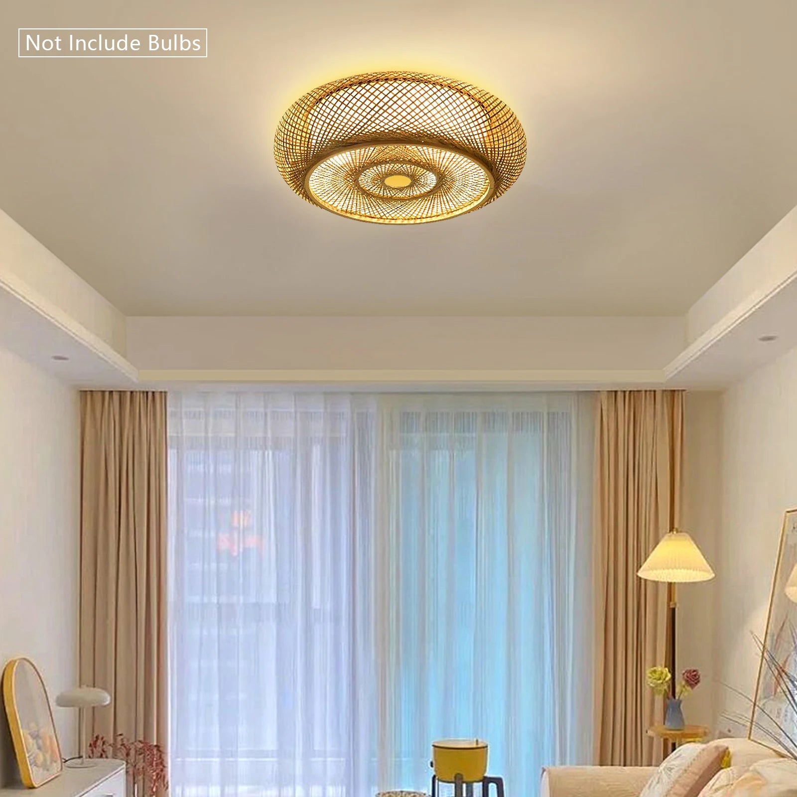 Round Bamboo Woven Ceiling Light