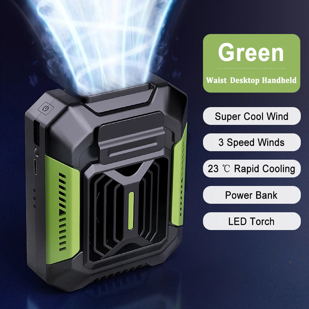 Waist Clip Portable Fan with Powerbank