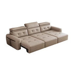 Genuine Leather Electric Convertible Sofa Bed with Adjustable Headrest