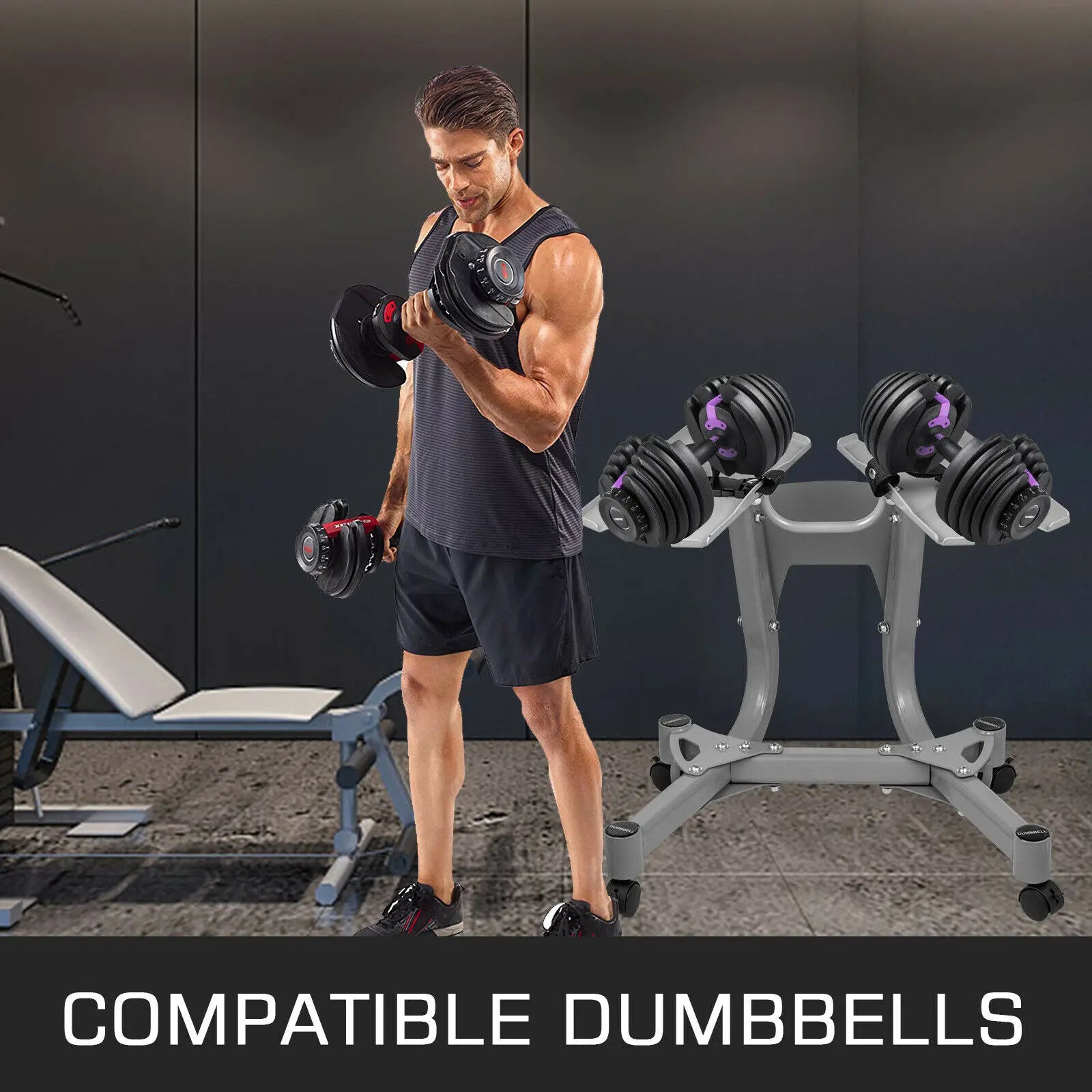 Adjustable Dumbbells Sets and Dumbbell Stand