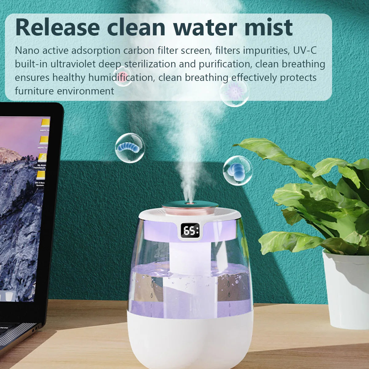 Dual Nozzle Silent Humidifier with Digital Display