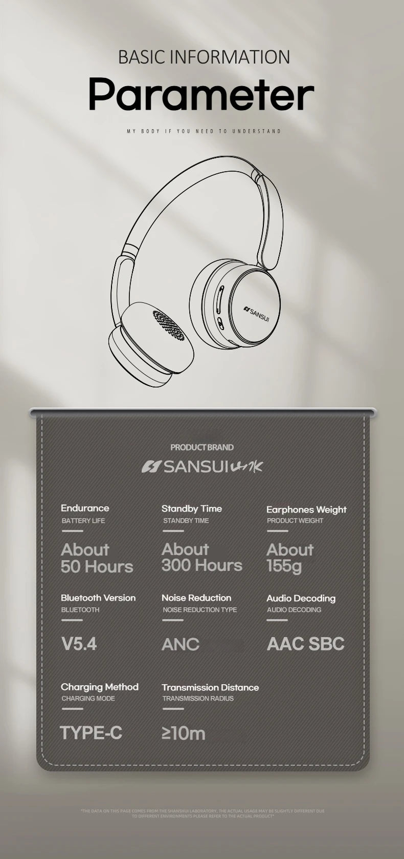 Sansui Retro Style Wireless Active Noise Cancellation Headphones