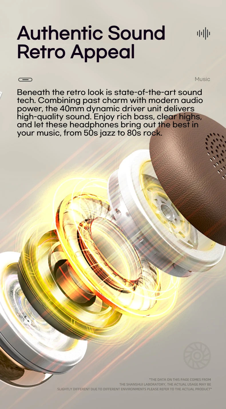 Sansui Retro Style Wireless Active Noise Cancellation Headphones