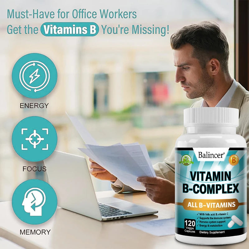 B-Complex with Folic Acid and Vitamin C for Immunity and Mood Support