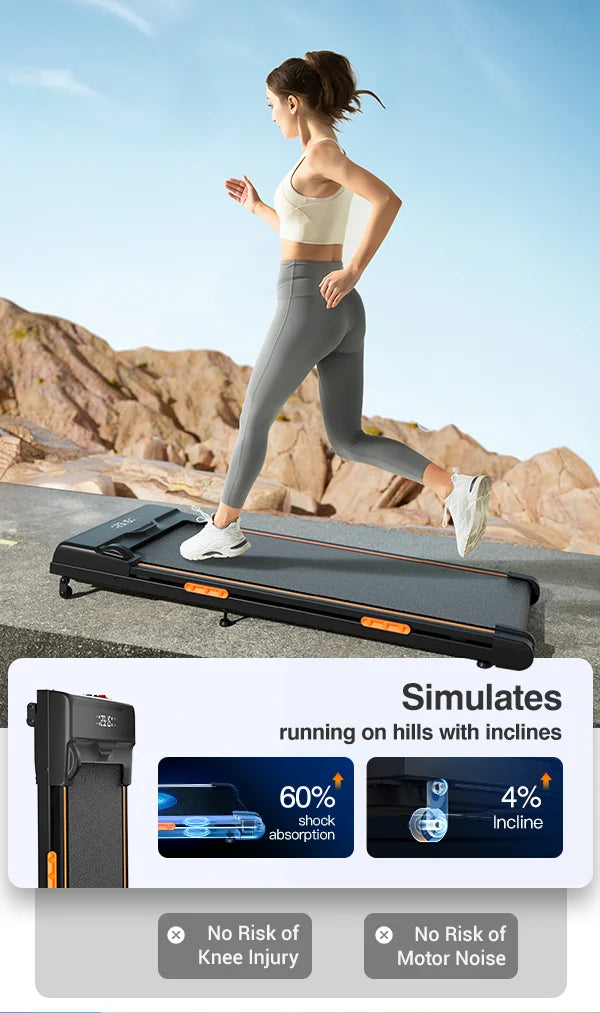 Under Desk Treadmill With Incline & Triple Shock-Absorbing System