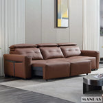 Genuine Leather Electric Convertible Sofa Bed with Adjustable Headrest
