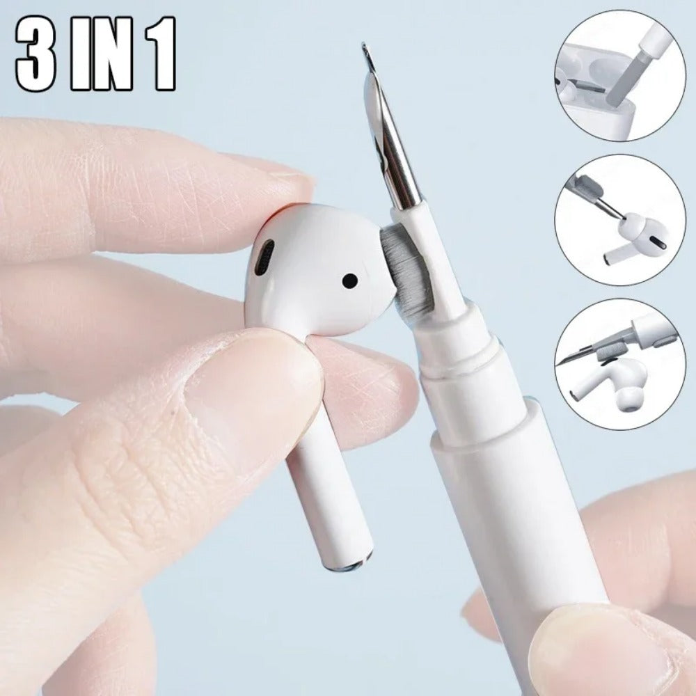 Premium Earbuds & AirPods Cleaning Pen – Metal-Tip + Microfiber Brush Tool