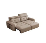 Genuine Leather Electric Convertible Sofa Bed with Adjustable Headrest