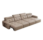 Genuine Leather Electric Convertible Sofa Bed with Adjustable Headrest