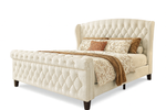 Queen Size Velvet Sleigh Bed with Wingback Headboard